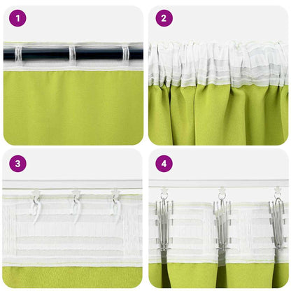 Zwart-out Gordijnen met Ringen 2 pcs Groen 140 x 140 cm