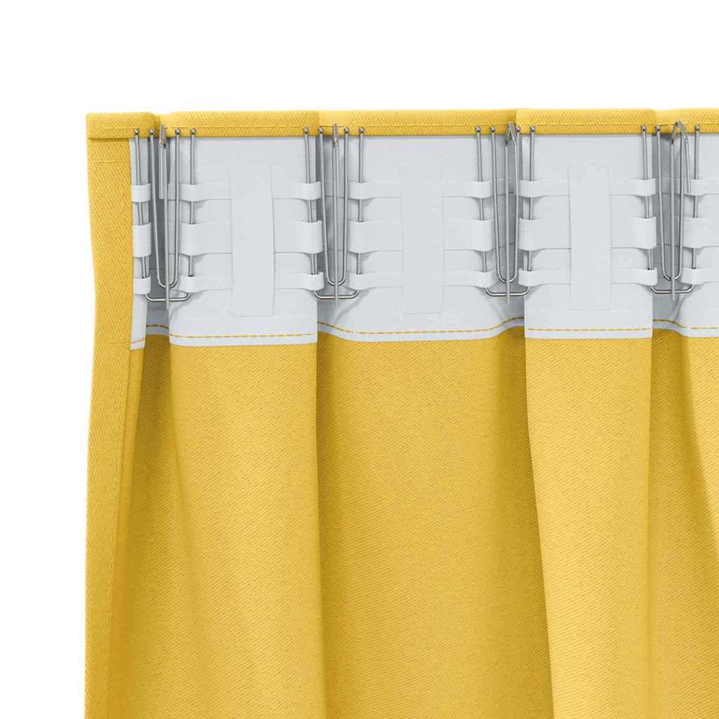 Gordijnen met gordijnen 2 pcs Mosterdgeel Polyester