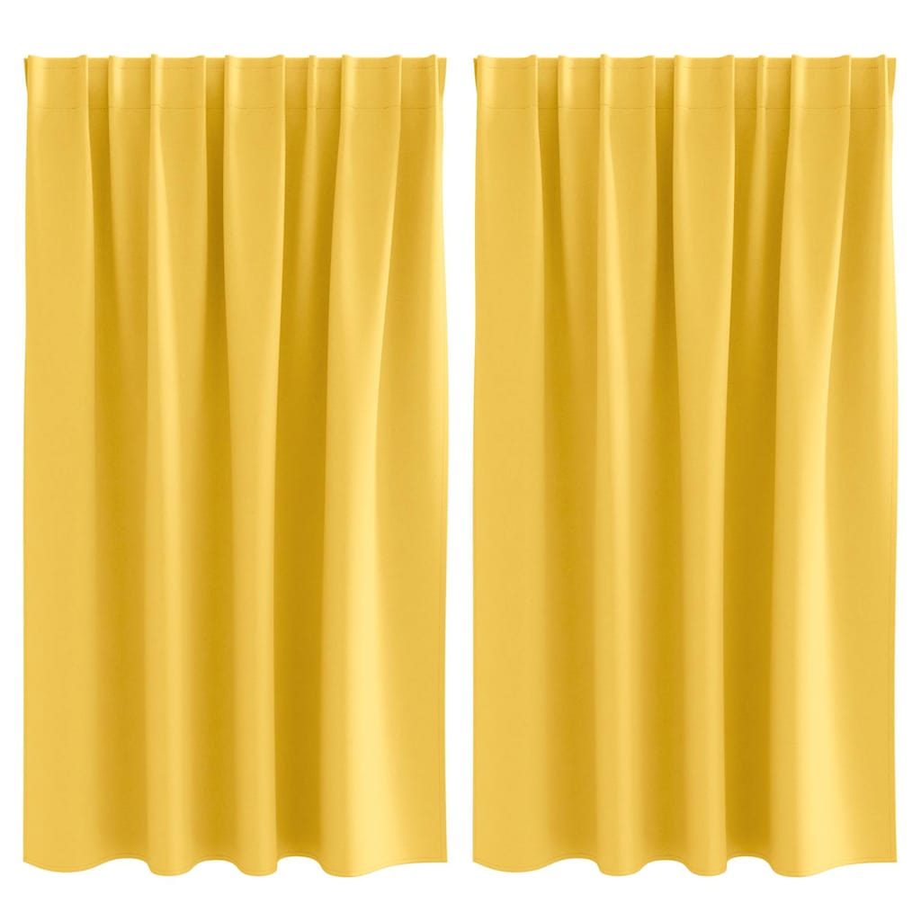 Gordijnen met gordijnen 2 pcs Mosterdgeel Polyester