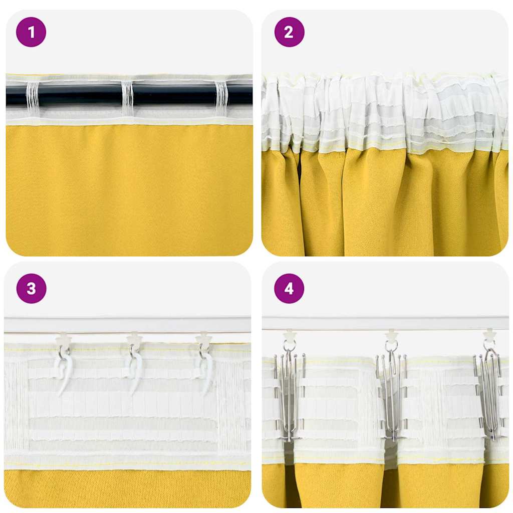 Gordijnen met gordijnen 2 pcs Mosterdgeel Polyester
