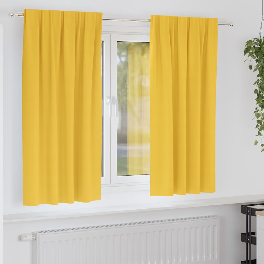 Gordijnen met gordijnen 2 pcs Mosterdgeel Polyester