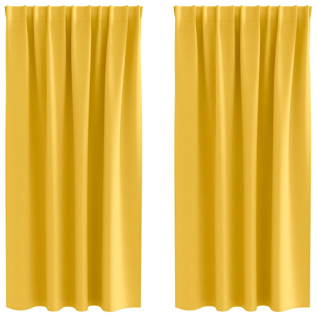 Gordijnen met gordijnen 2 pcs Mosterdgeel Polyester