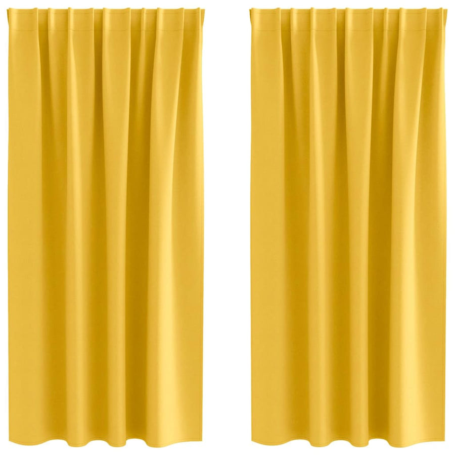 Gordijnen met gordijnen 2 pcs Mosterdgeel Polyester