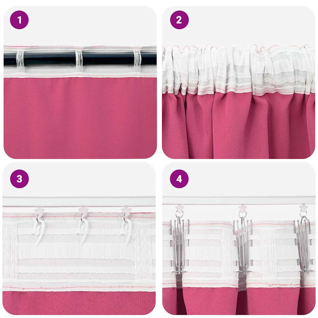 Gordijnen met gordijnen 2 pcs Felroze Polyester
