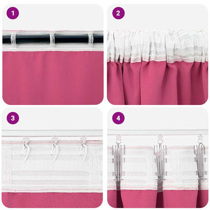 Gordijnen met gordijnen 2 pcs Felroze Polyester