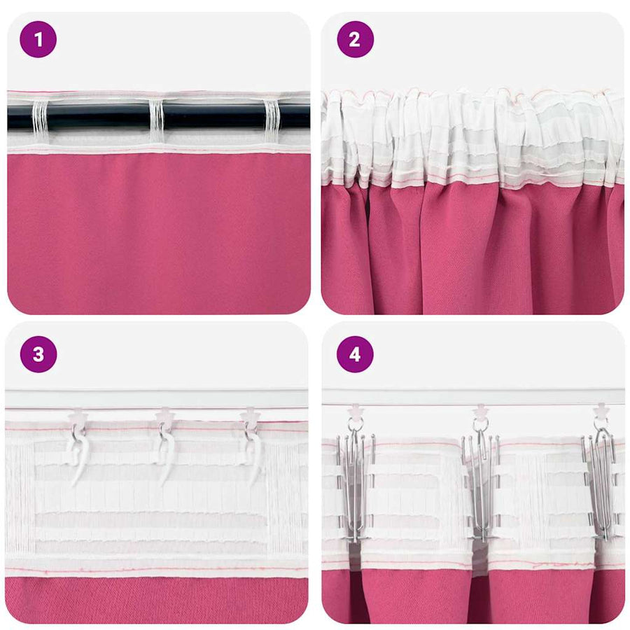 Gordijnen met gordijnen 2 pcs Felroze Polyester