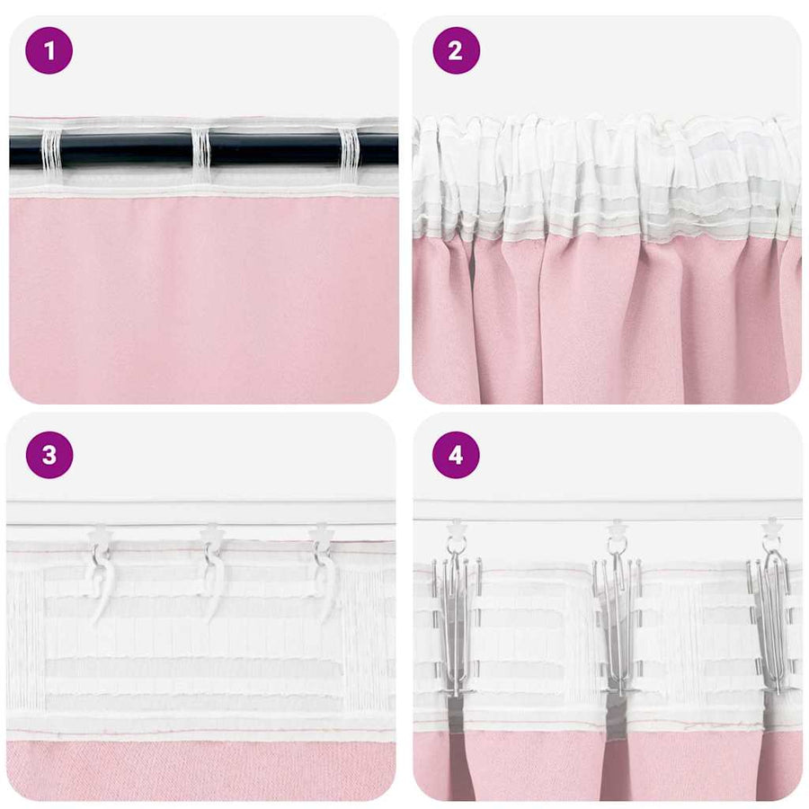 Zwart-out Gordijnen met Ringen 2 pcs Babyroze 140 x 140 cm