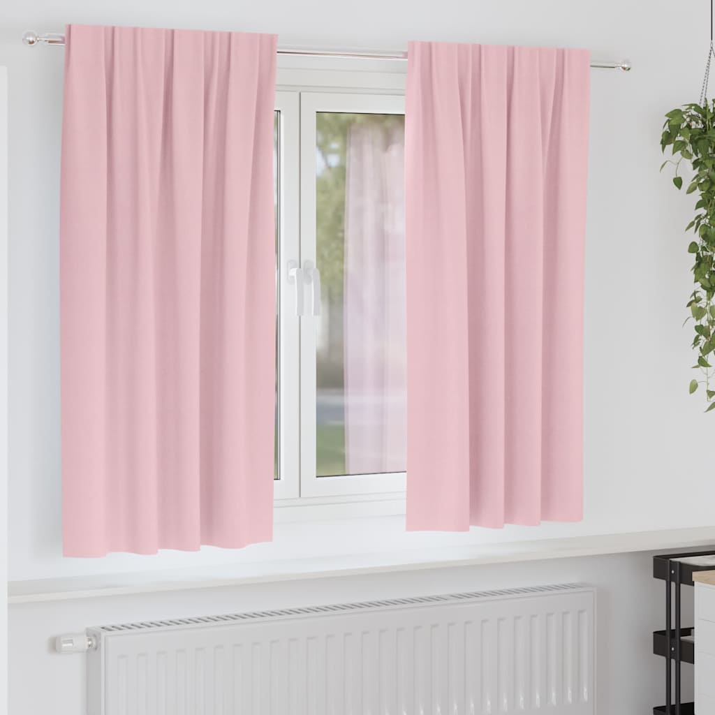 Zwart-out Gordijnen met Ringen 2 pcs Babyroze 175 x 140 cm