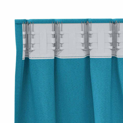 Gordijnen met gordijnen 2 pcs Turquoise Polyester
