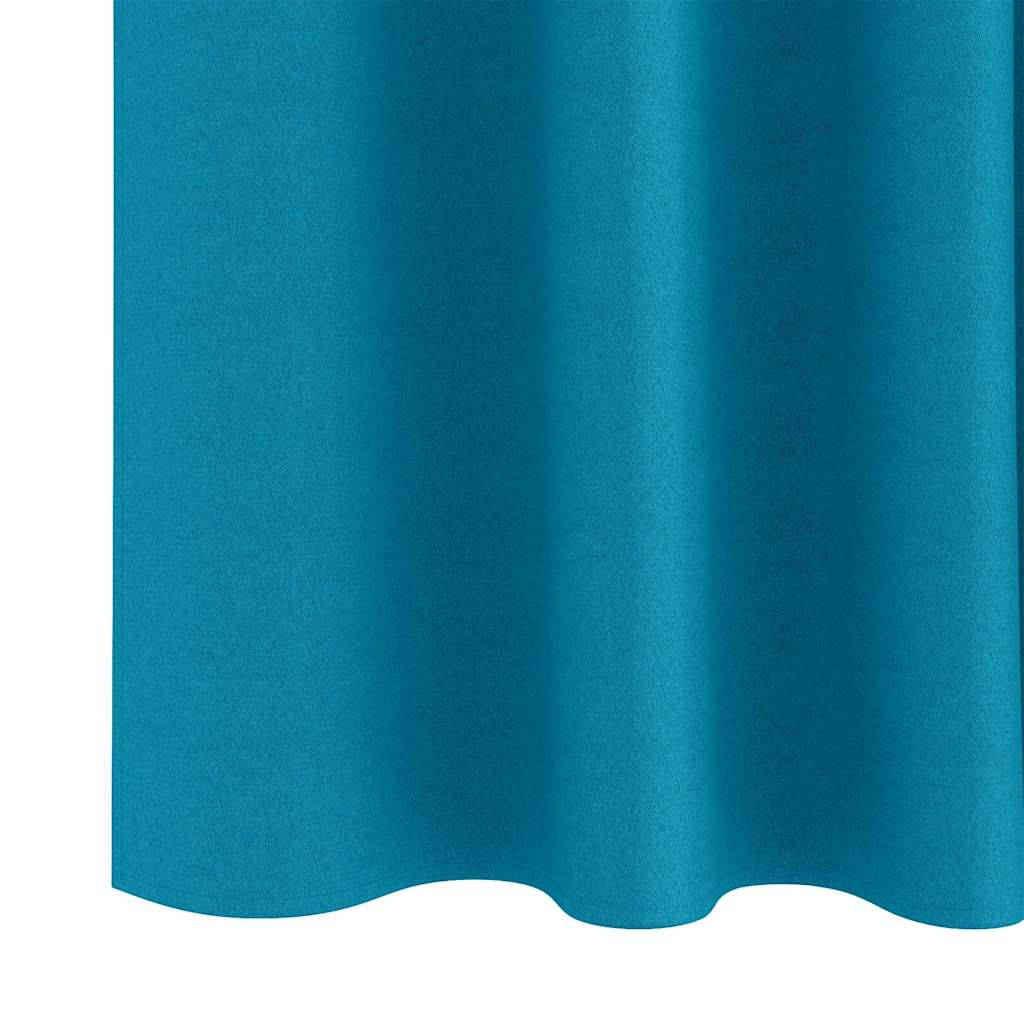 Gordijnen met gordijnen 2 pcs Turquoise Polyester