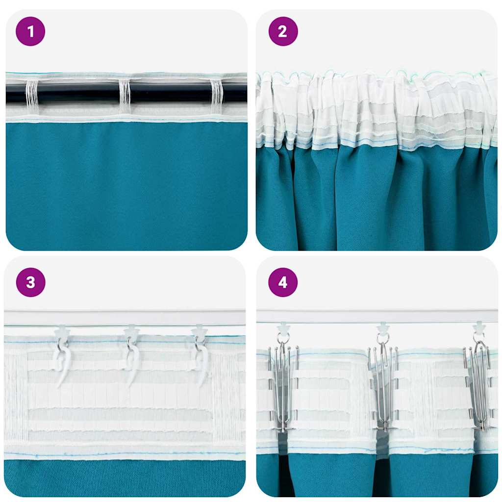 Gordijnen met gordijnen 2 pcs Turquoise Polyester