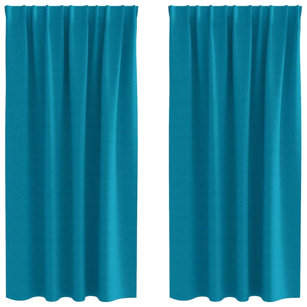 Gordijnen met gordijnen 2 pcs Turquoise Polyester
