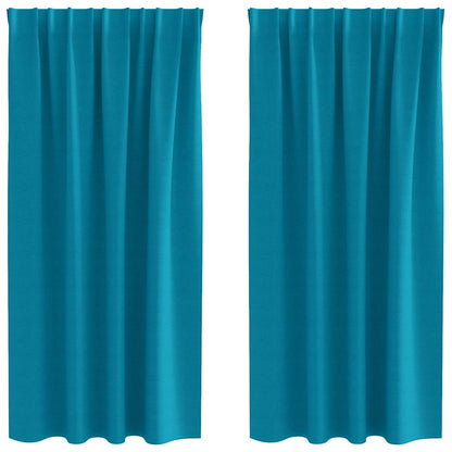 Gordijnen met gordijnen 2 pcs Turquoise Polyester