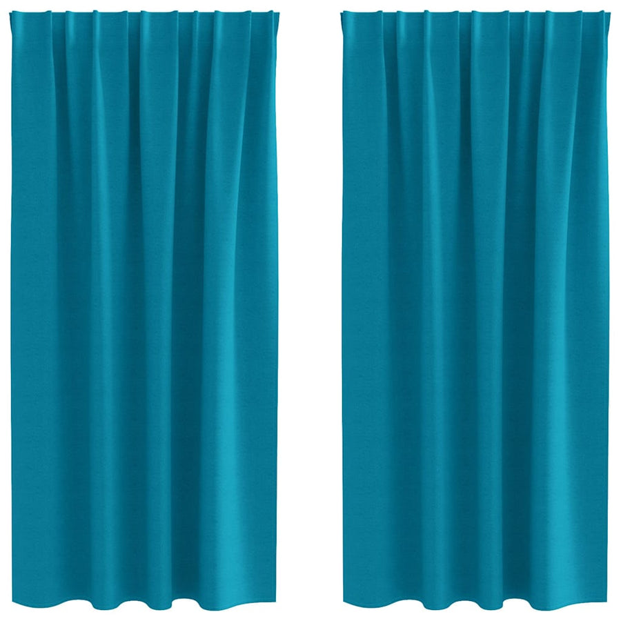 Gordijnen met gordijnen 2 pcs Turquoise Polyester