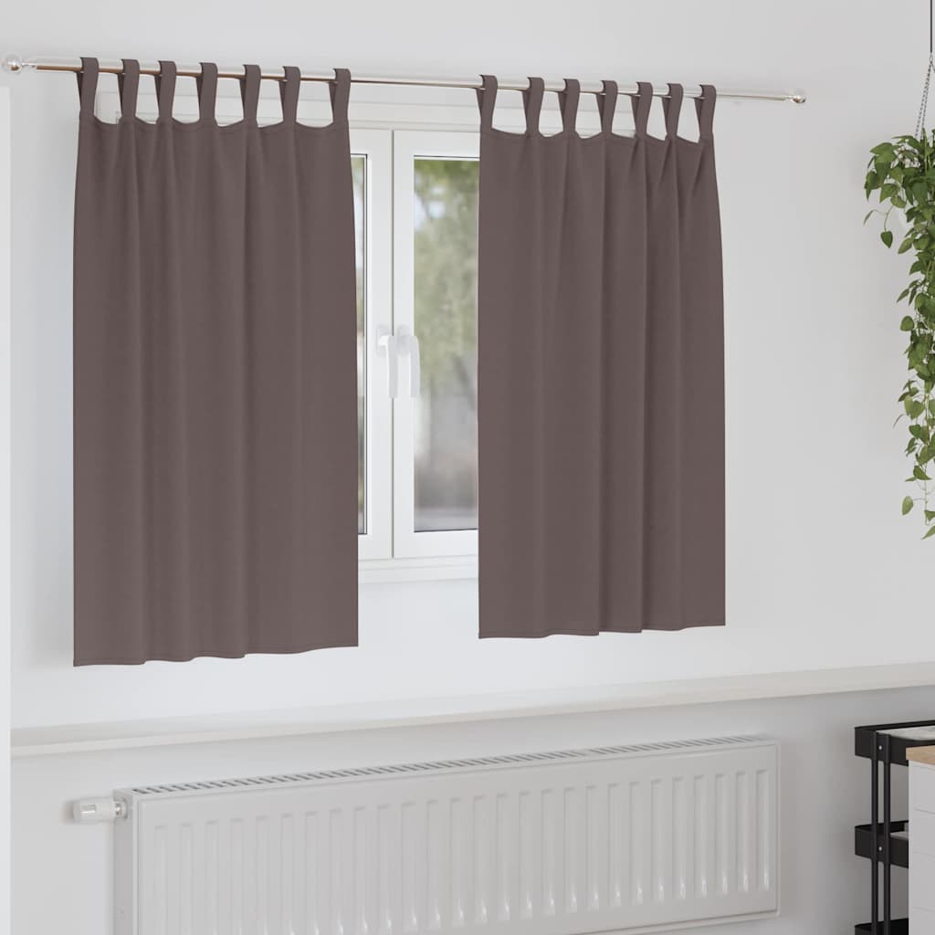 Gordijnen met gordijnen 2 pcs Donkerbruin Polyester