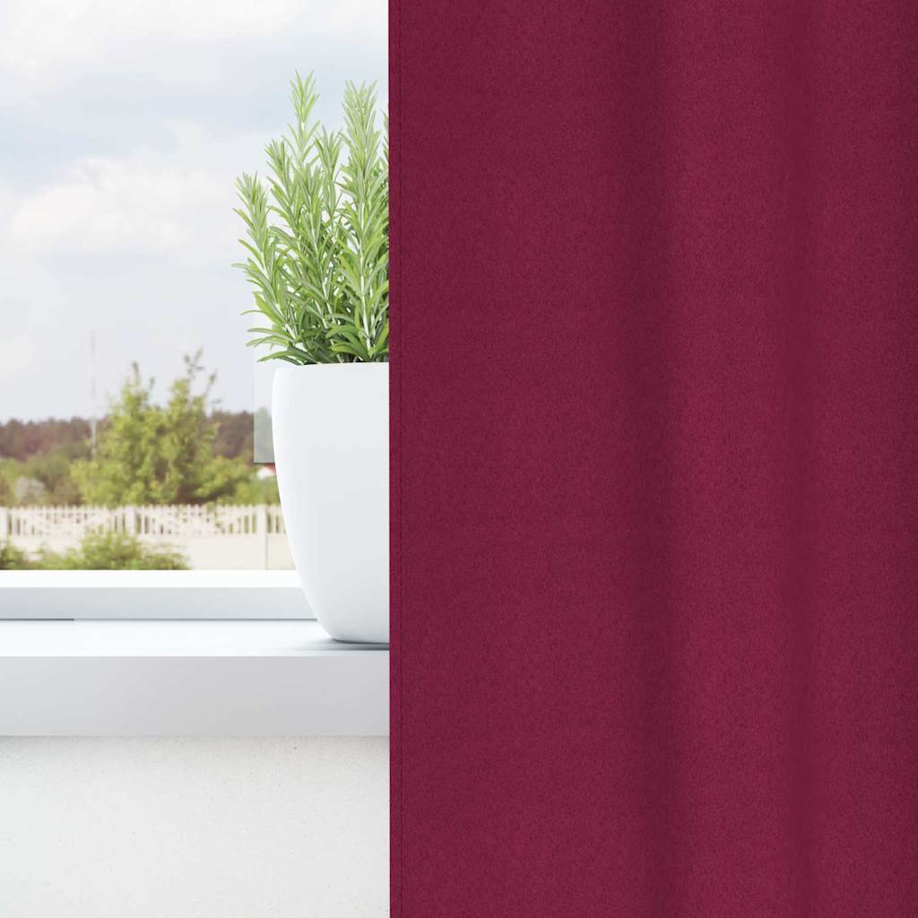 Zwart-out Gordijnen met Ringen 2 pcs Wijnrood 140 x 140 cm