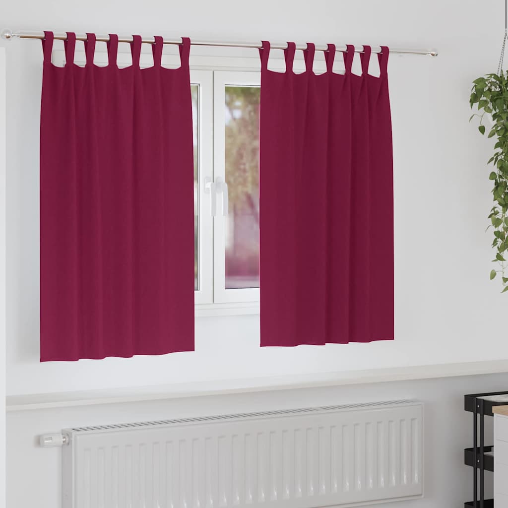 Zwart-out Gordijnen met Ringen 2 pcs Wijnrood 140 x 140 cm