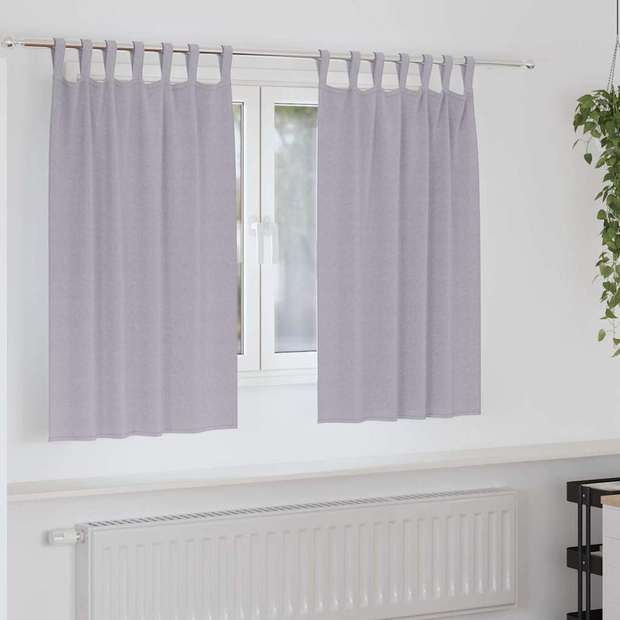 Gordijnen met gordijnen 2 pcs Metaalgrijs Polyester