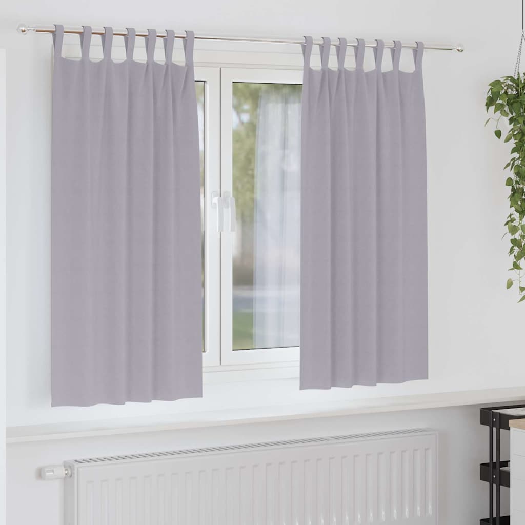 Gordijnen met gordijnen 2 pcs Metaalgrijs Polyester