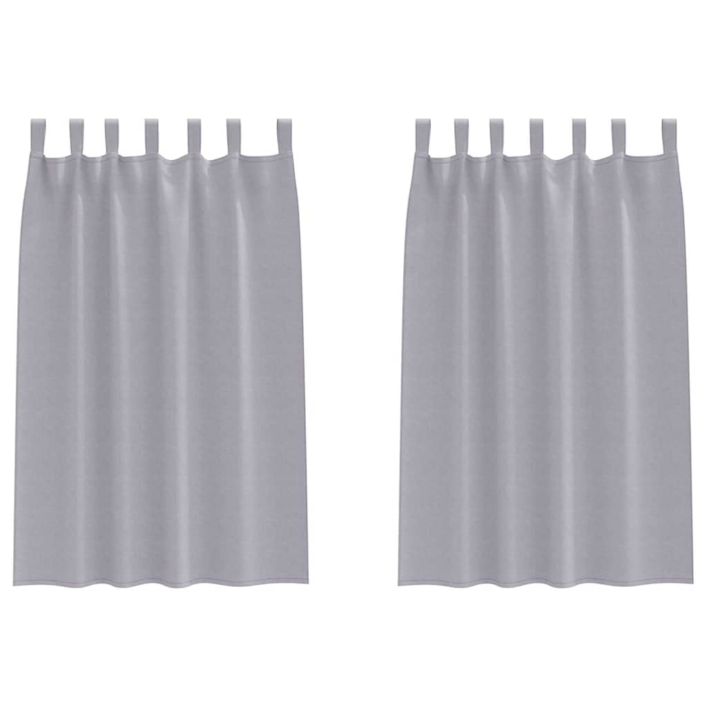 Gordijnen met gordijnen 2 pcs Metaalgrijs Polyester