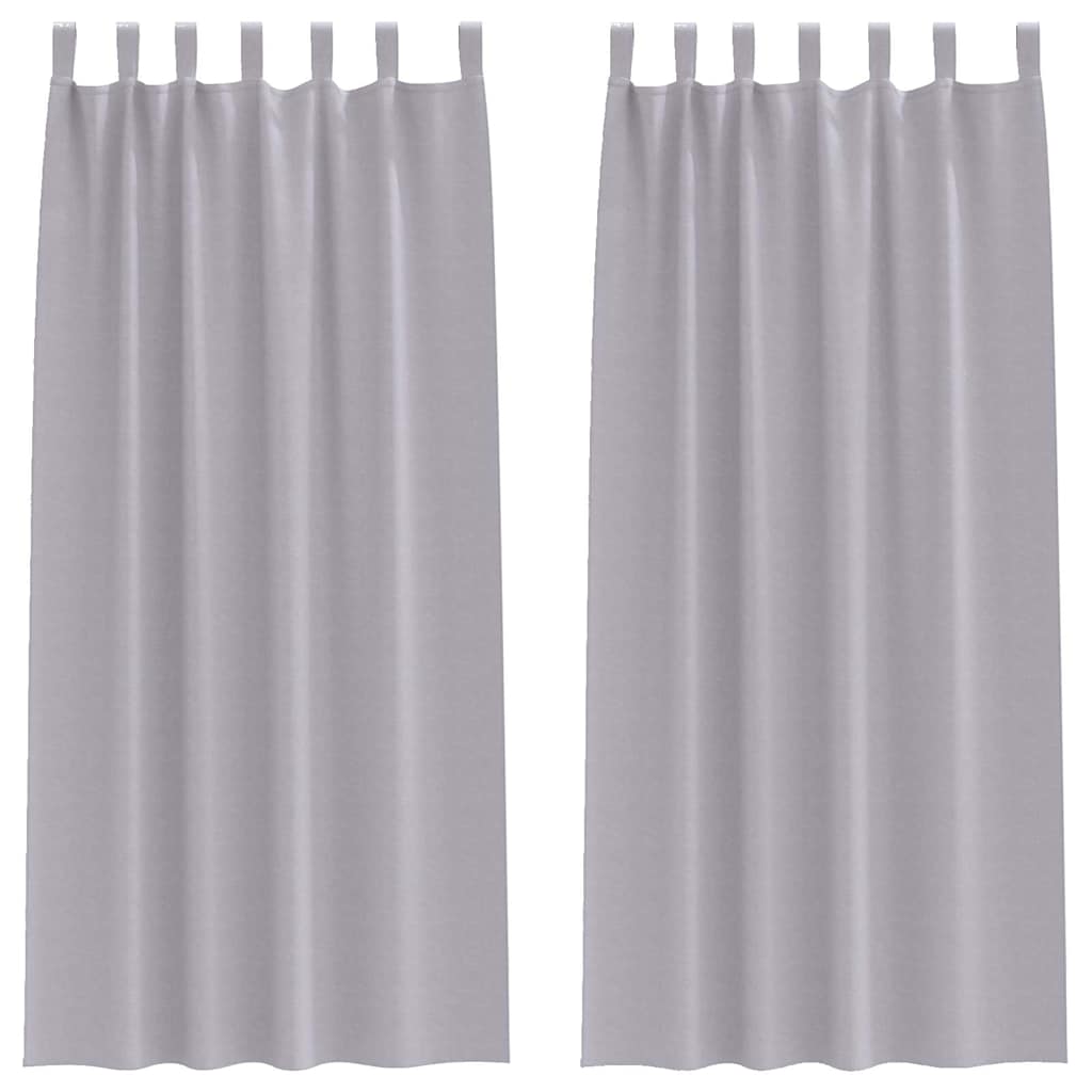 Gordijnen met gordijnen 2 pcs Metaalgrijs Polyester