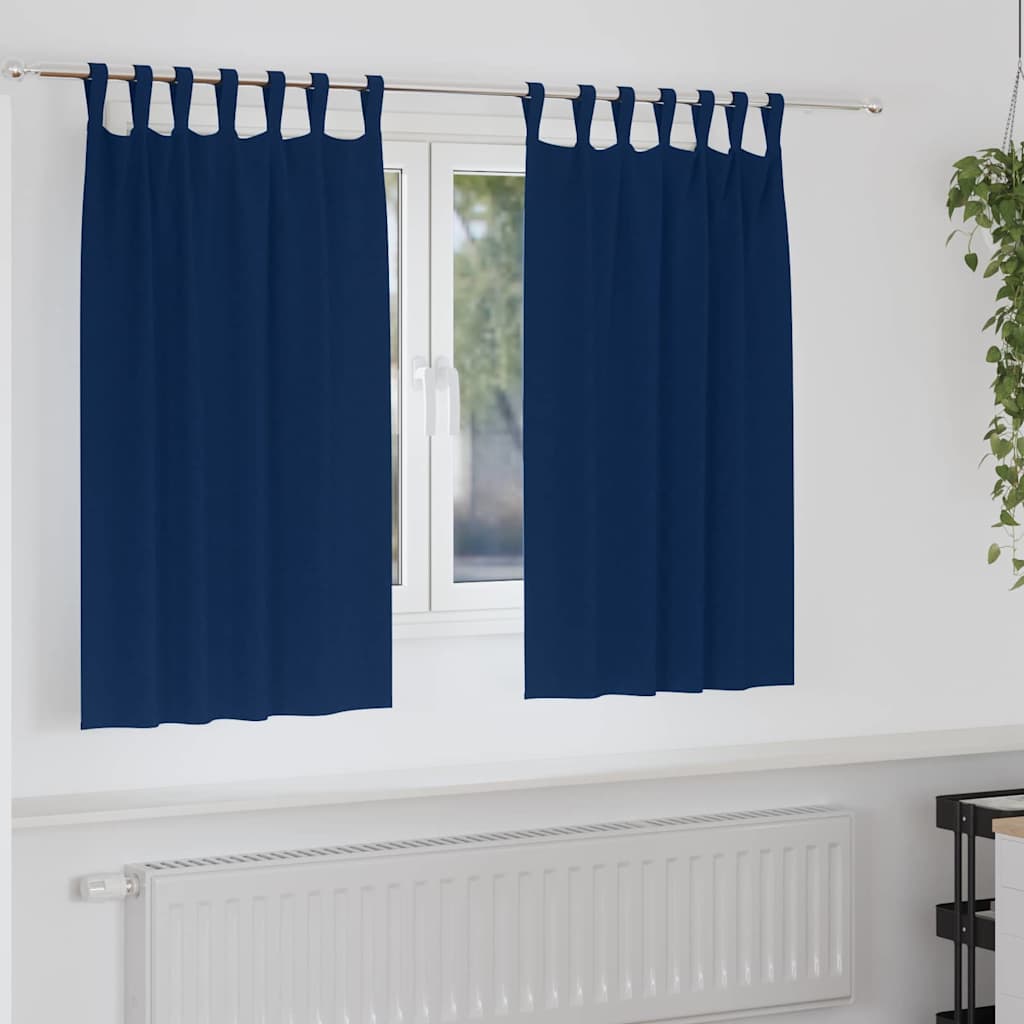 Gordijnen met gordijnen 2 pcs Donkerblauw Polyester