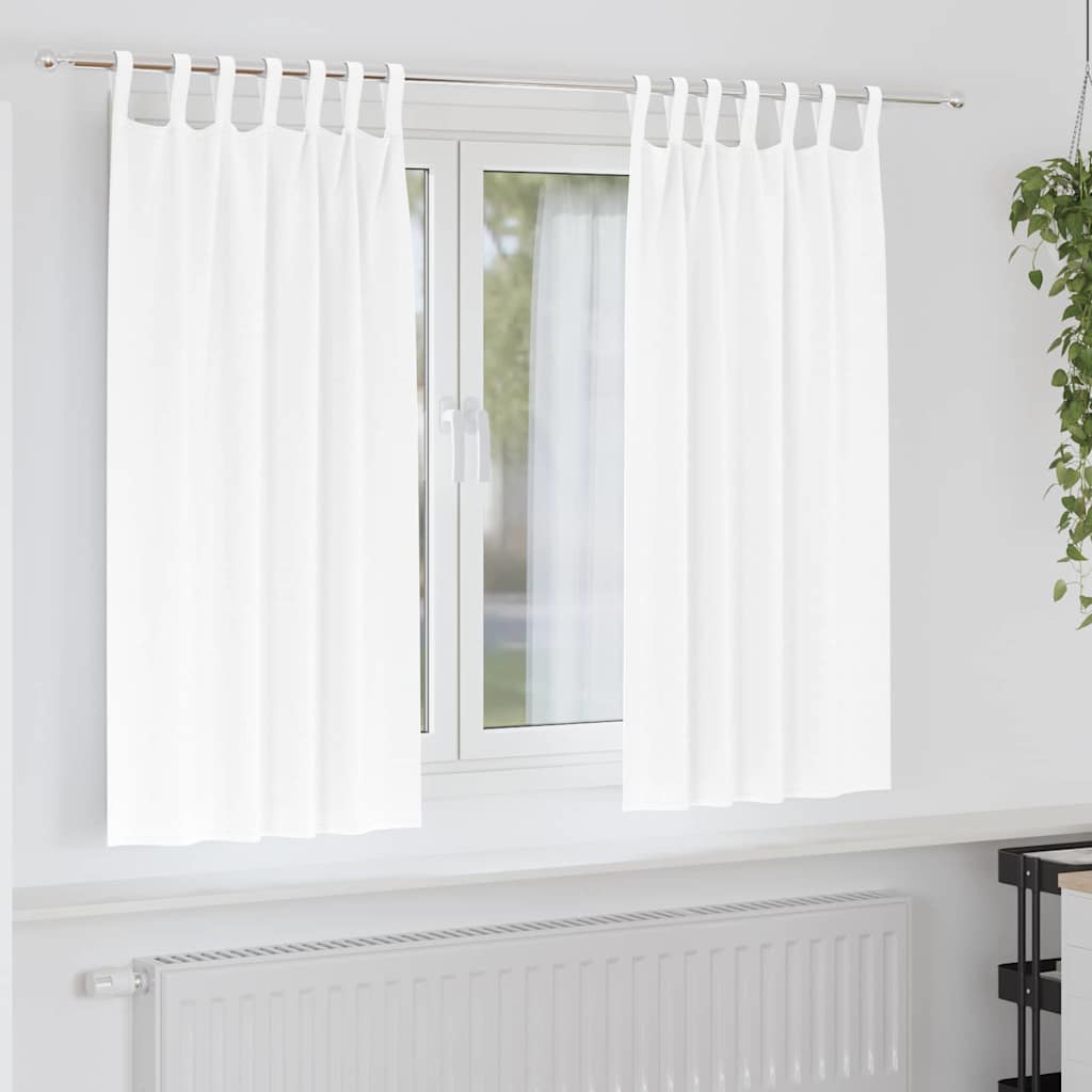 Gordijnen met gordijnen 2 pcs Zuiverwit Polyester