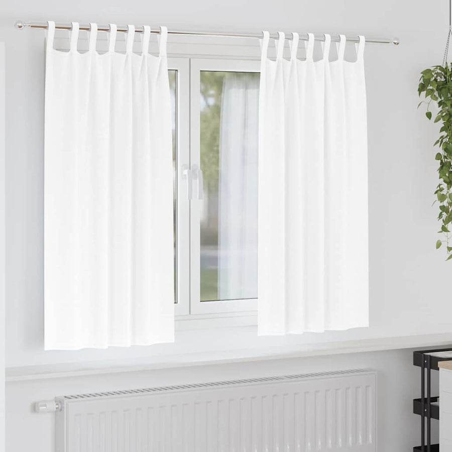 Gordijnen met gordijnen 2 pcs Zuiverwit Polyester