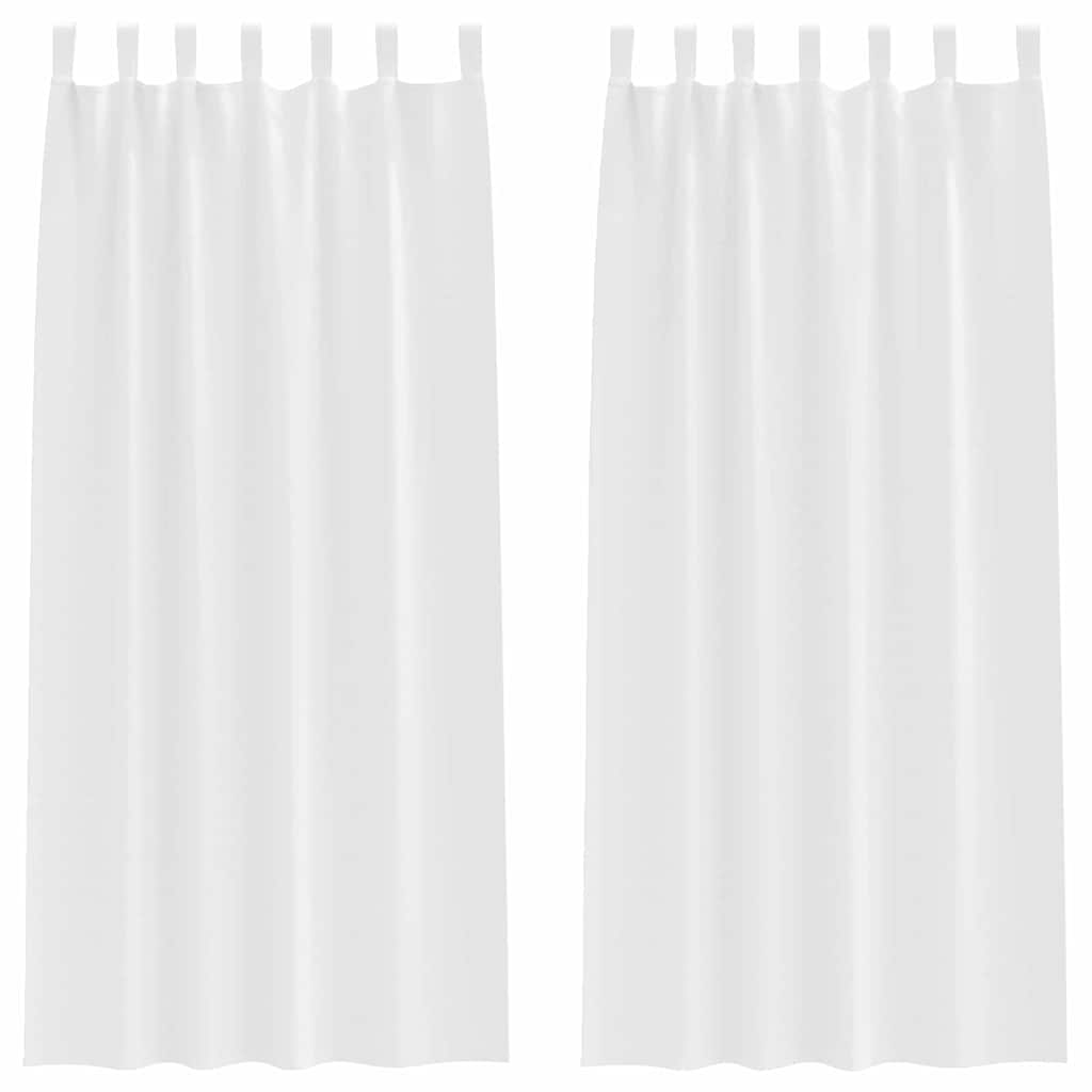 Gordijnen met gordijnen 2 pcs Zuiverwit Polyester