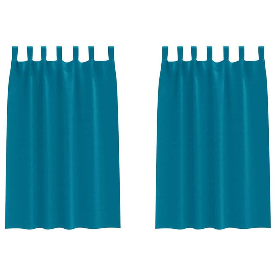 Gordijnen met gordijnen 2 pcs Turquoise Polyester