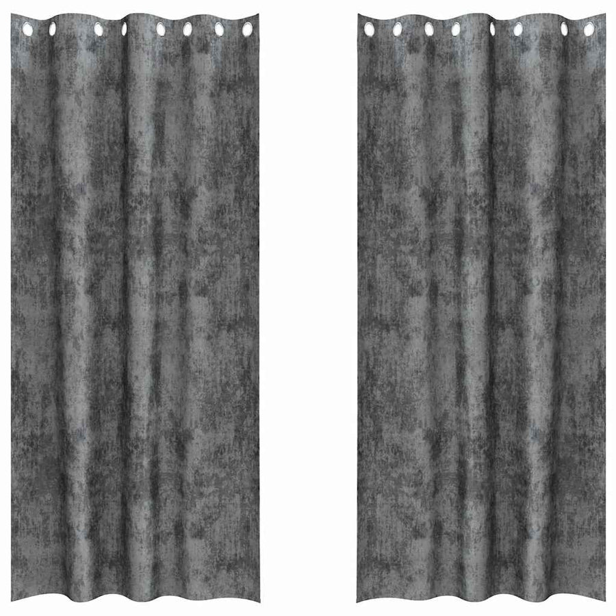 Velvet Gordijnen met gordijnen 2 pcs Grijs 225 x 140 cm Fluweel