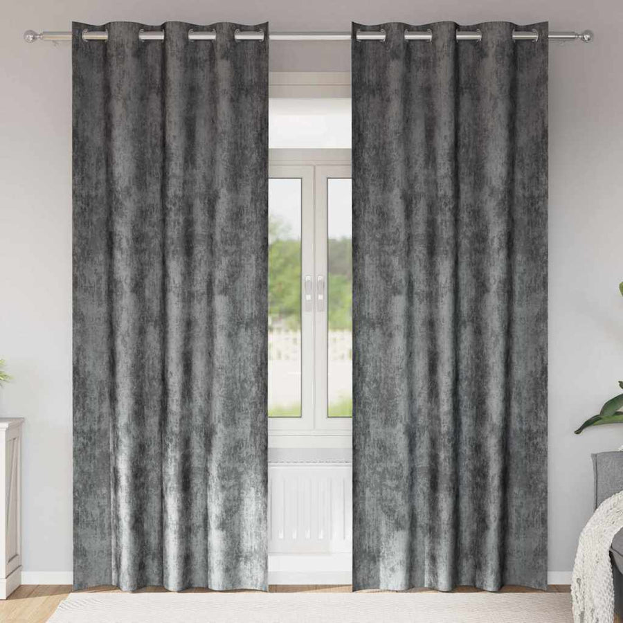 Velvet Gordijnen met gordijnen 2 pcs Grijs 260 x 140 cm Fluweel