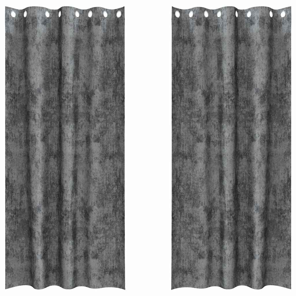 Velvet Gordijnen met gordijnen 2 pcs Grijs 260 x 140 cm Fluweel
