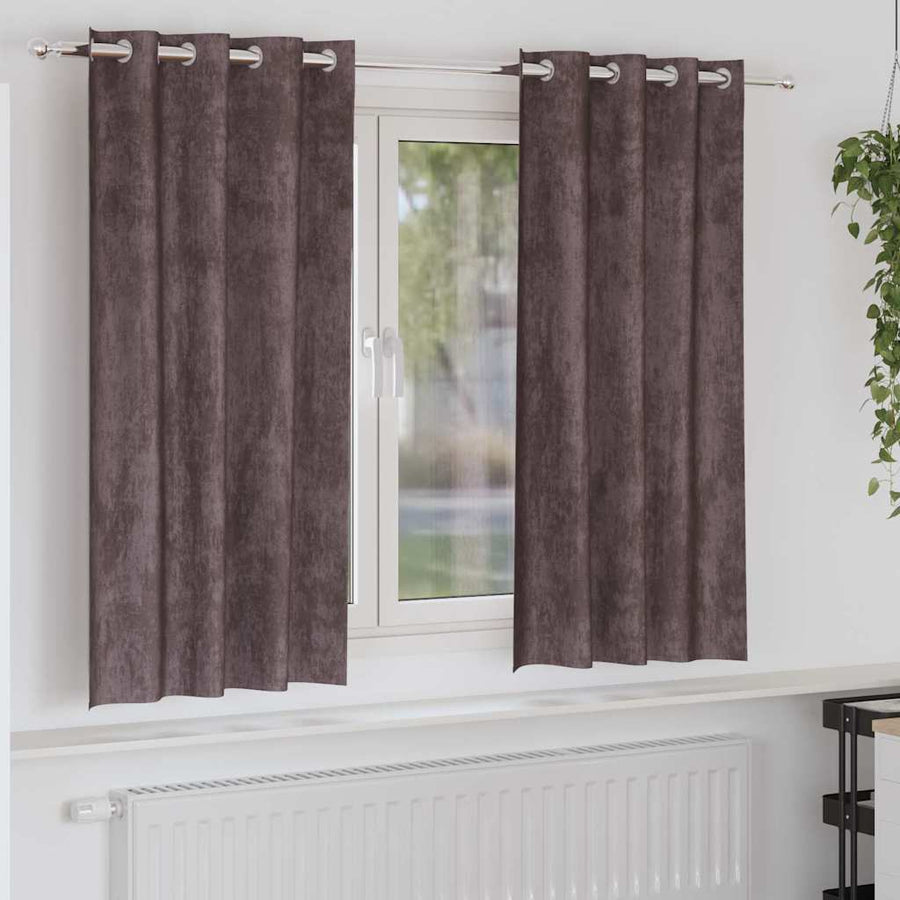 Velvet Gordijnen met gordijnen 2 pcs Bruin 175 x 140 cm Fluweel