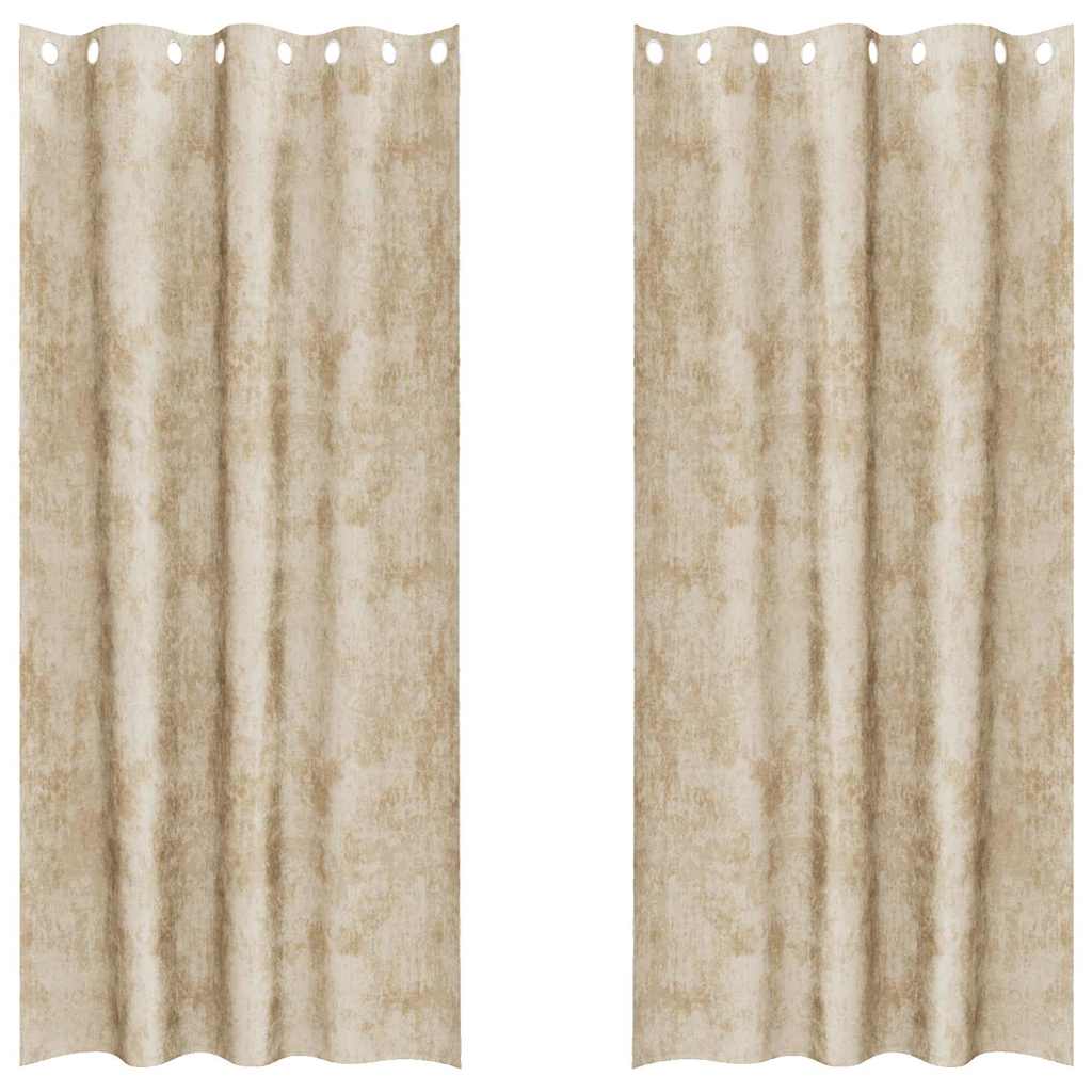 Velvet Gordijnen met gordijnen 2 pcs Crème 225 x 140 cm Fluweel