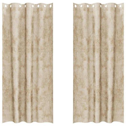 Velvet Gordijnen met gordijnen 2 pcs Crème 225 x 140 cm Fluweel