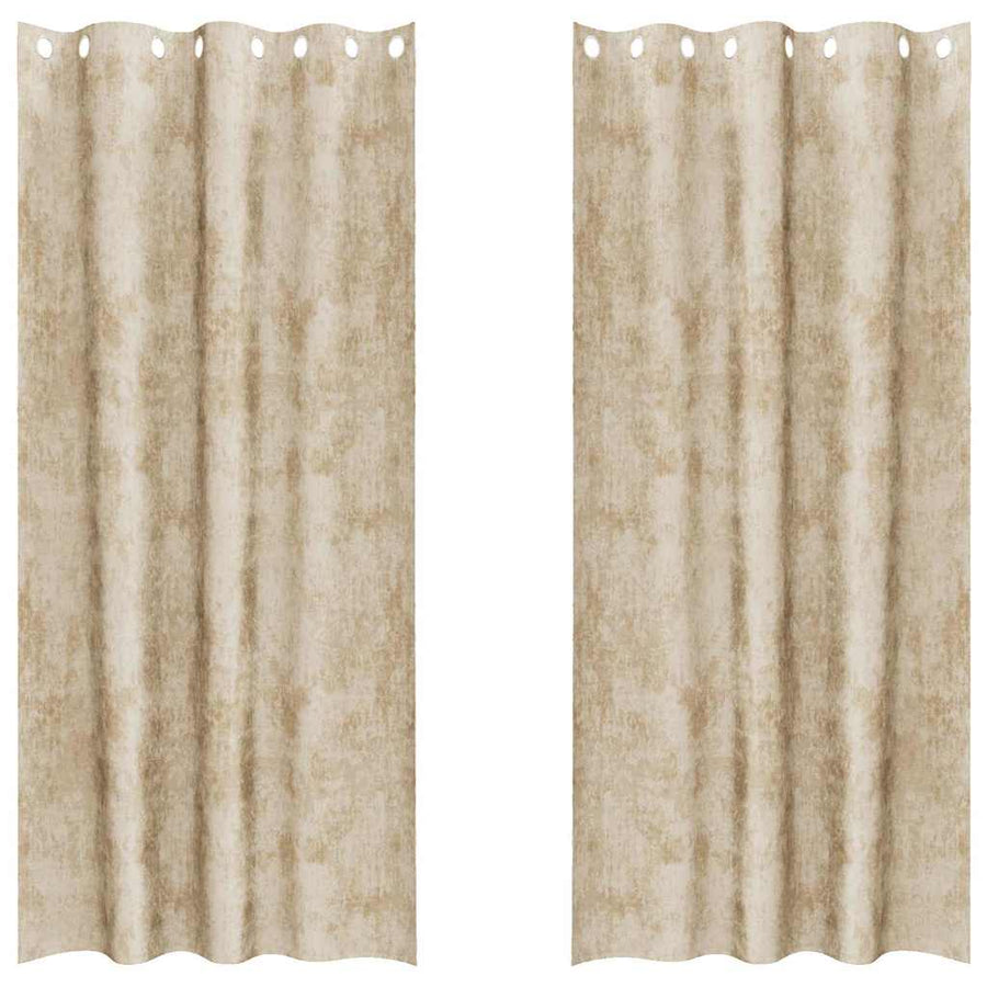 Velvet Gordijnen met gordijnen 2 pcs Crème 225 x 140 cm Fluweel