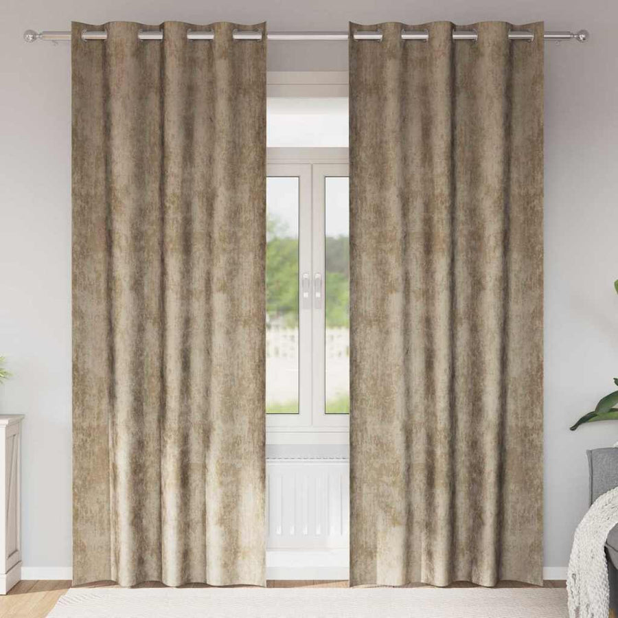 Velvet Gordijnen 2 pcs champagne 245 x 140 cm Fluweel