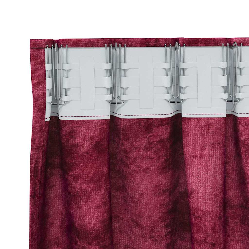 Gordijn Met Gordijnen 2 Pcs Fluweel Wijnrood 140 x 140 cm