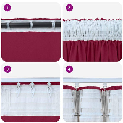 Gordijn Met Gordijnen 2 Pcs Fluweel Wijnrood 140 x 140 cm