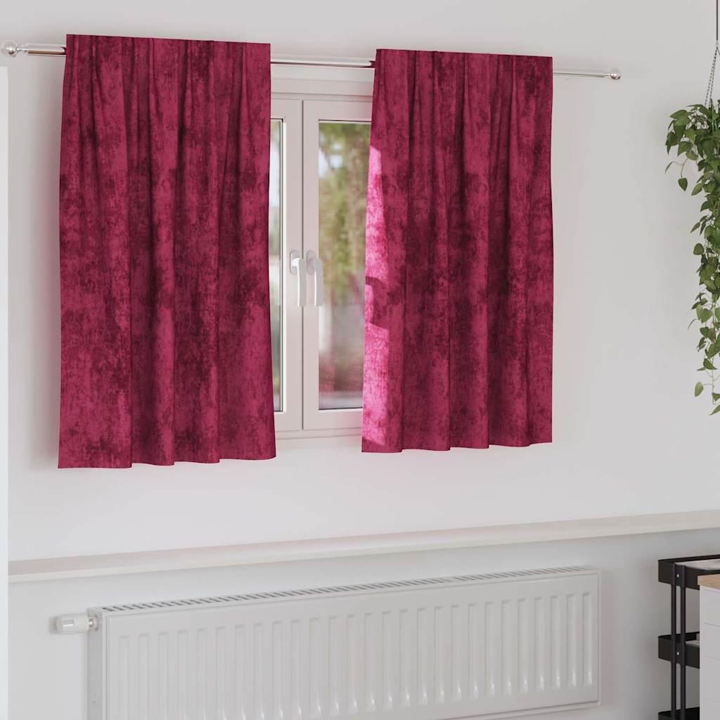 Gordijn Met Gordijnen 2 Pcs Fluweel Wijnrood 140 x 140 cm