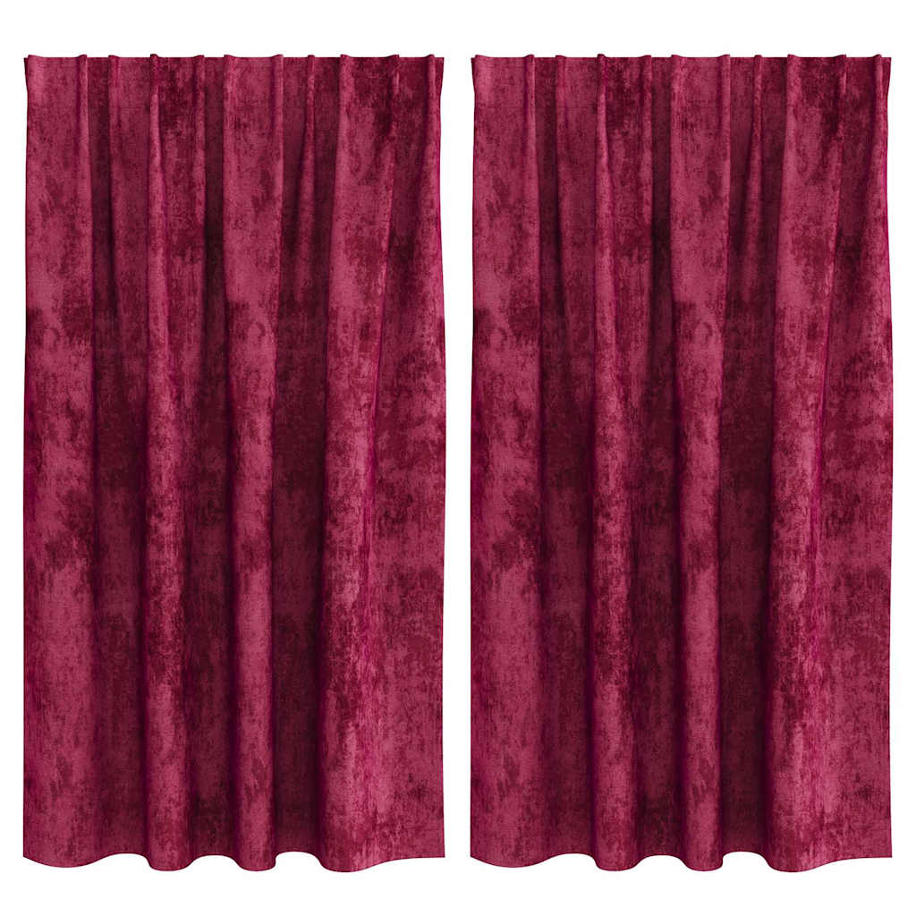 Gordijn Met Gordijnen 2 Pcs Fluweel Wijnrood 140 x 140 cm