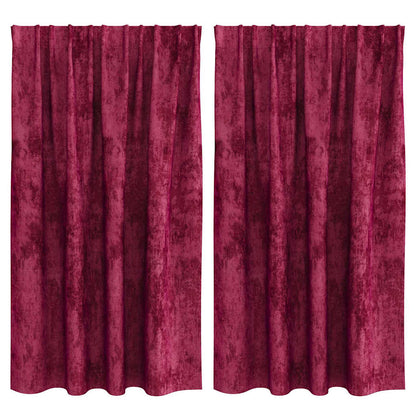 Gordijn Met Gordijnen 2 Pcs Fluweel Wijnrood 140 x 140 cm