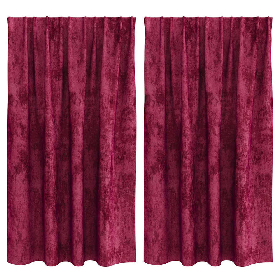 Gordijn Met Gordijnen 2 Pcs Fluweel Wijnrood 140 x 140 cm
