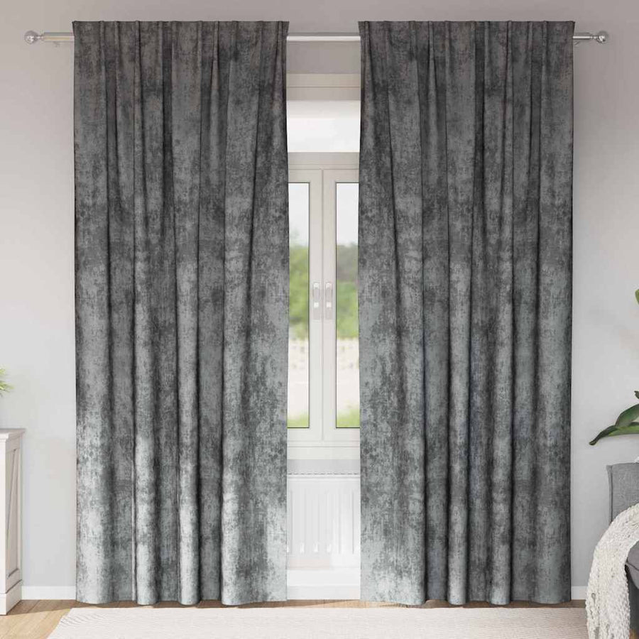 Velvet Gordijnen met gordijnen 2 pcs Grijs 260 x 140 cm Fluweel