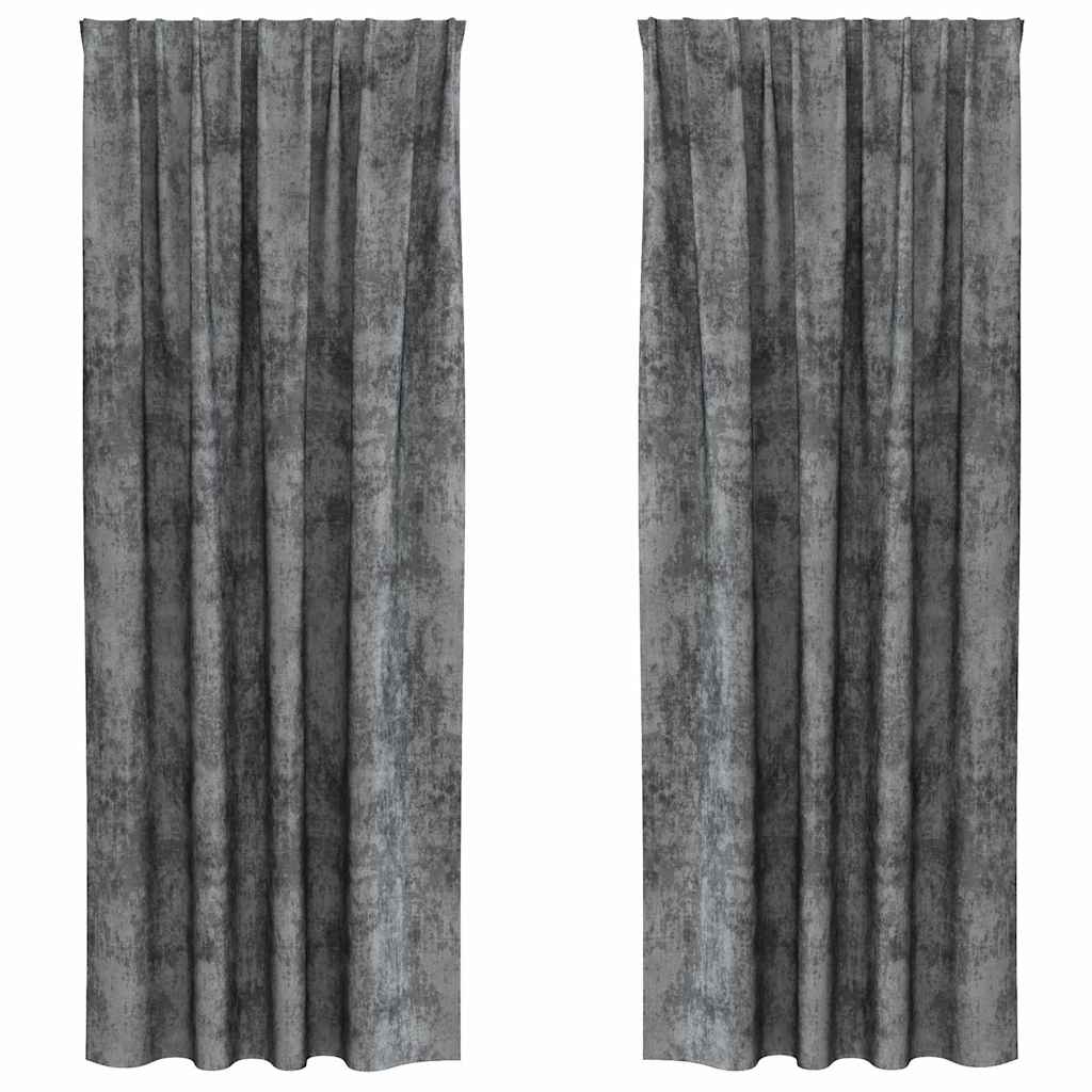 Velvet Gordijnen met gordijnen 2 pcs Grijs 260 x 140 cm Fluweel