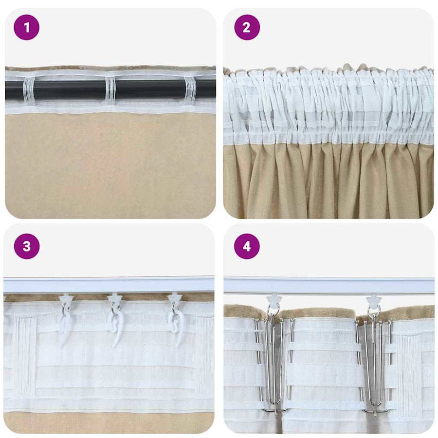 Velvet Gordijnen met gordijnen 2 pcs Crème 175 x 140 cm Fluweel