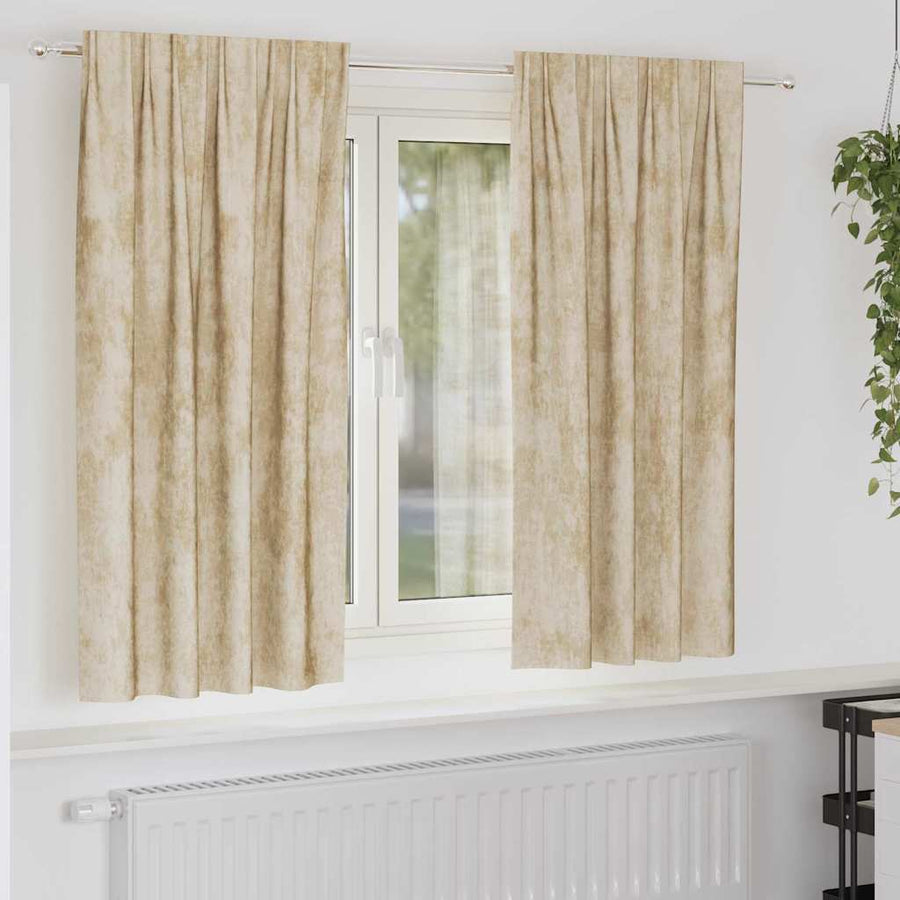 Velvet Gordijnen met gordijnen 2 pcs Crème 175 x 140 cm Fluweel