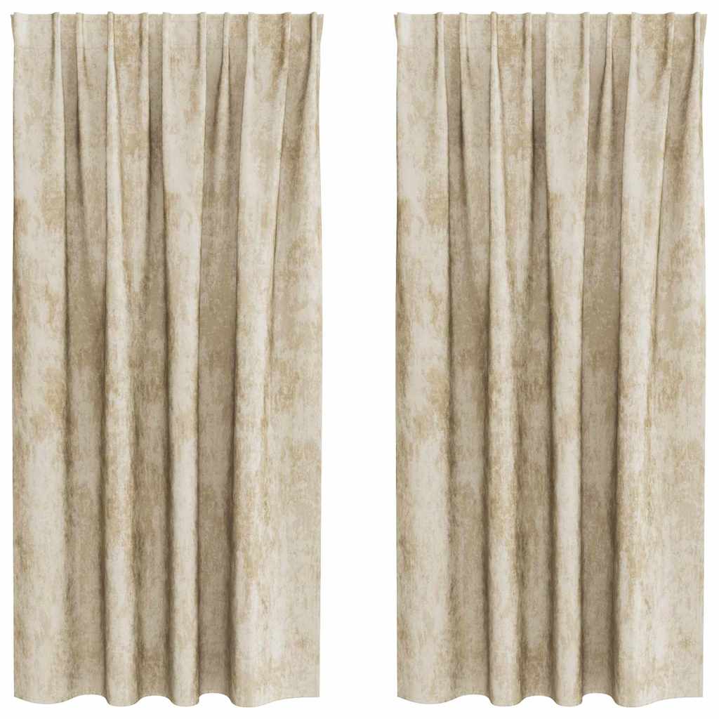 Velvet Gordijnen met gordijnen 2 pcs Crème 175 x 140 cm Fluweel
