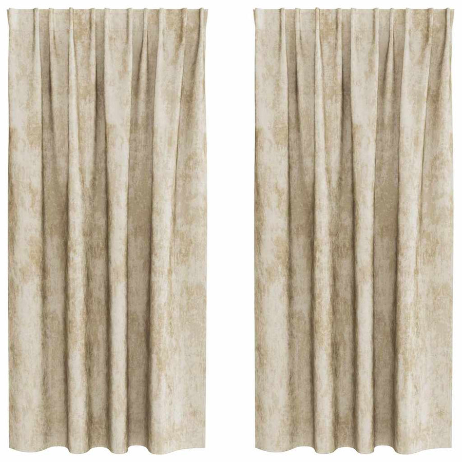 Velvet Gordijnen met gordijnen 2 pcs Crème 175 x 140 cm Fluweel